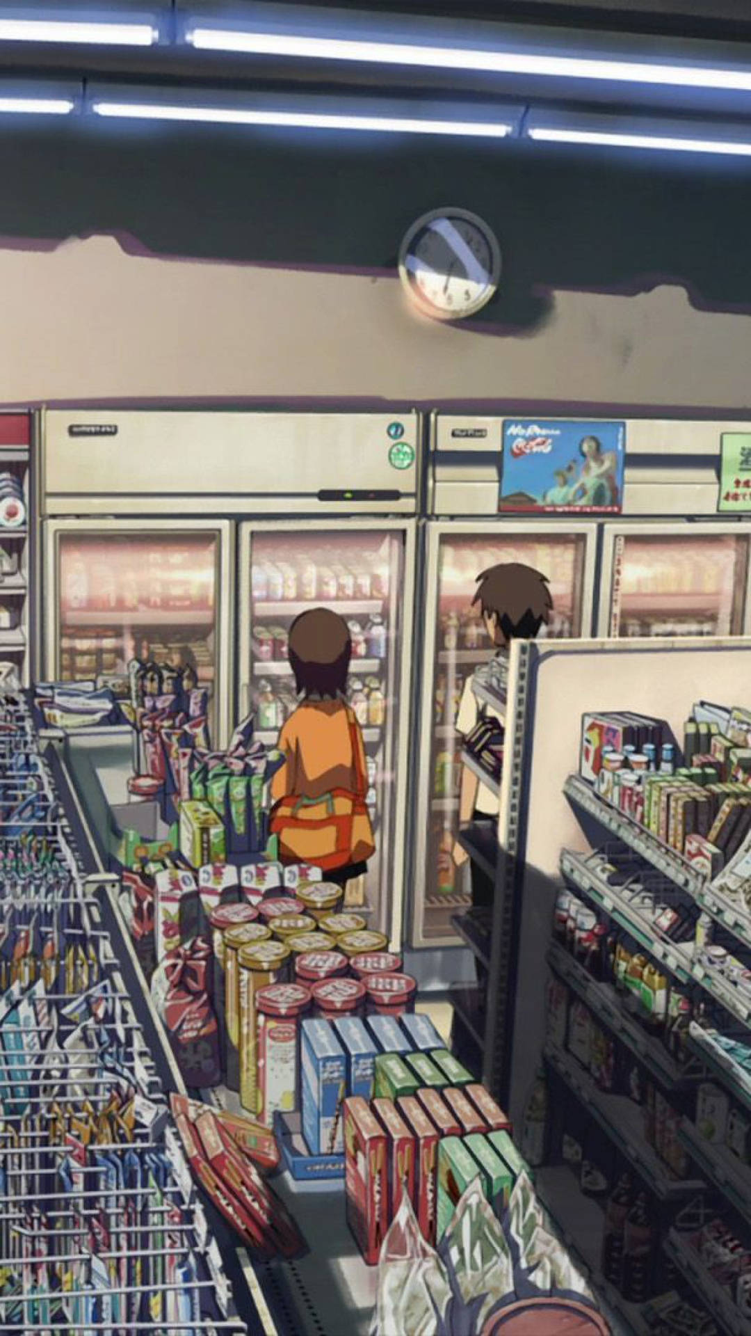 Parejade Anime En Una Tienda De Conveniencia. Fondo de pantalla