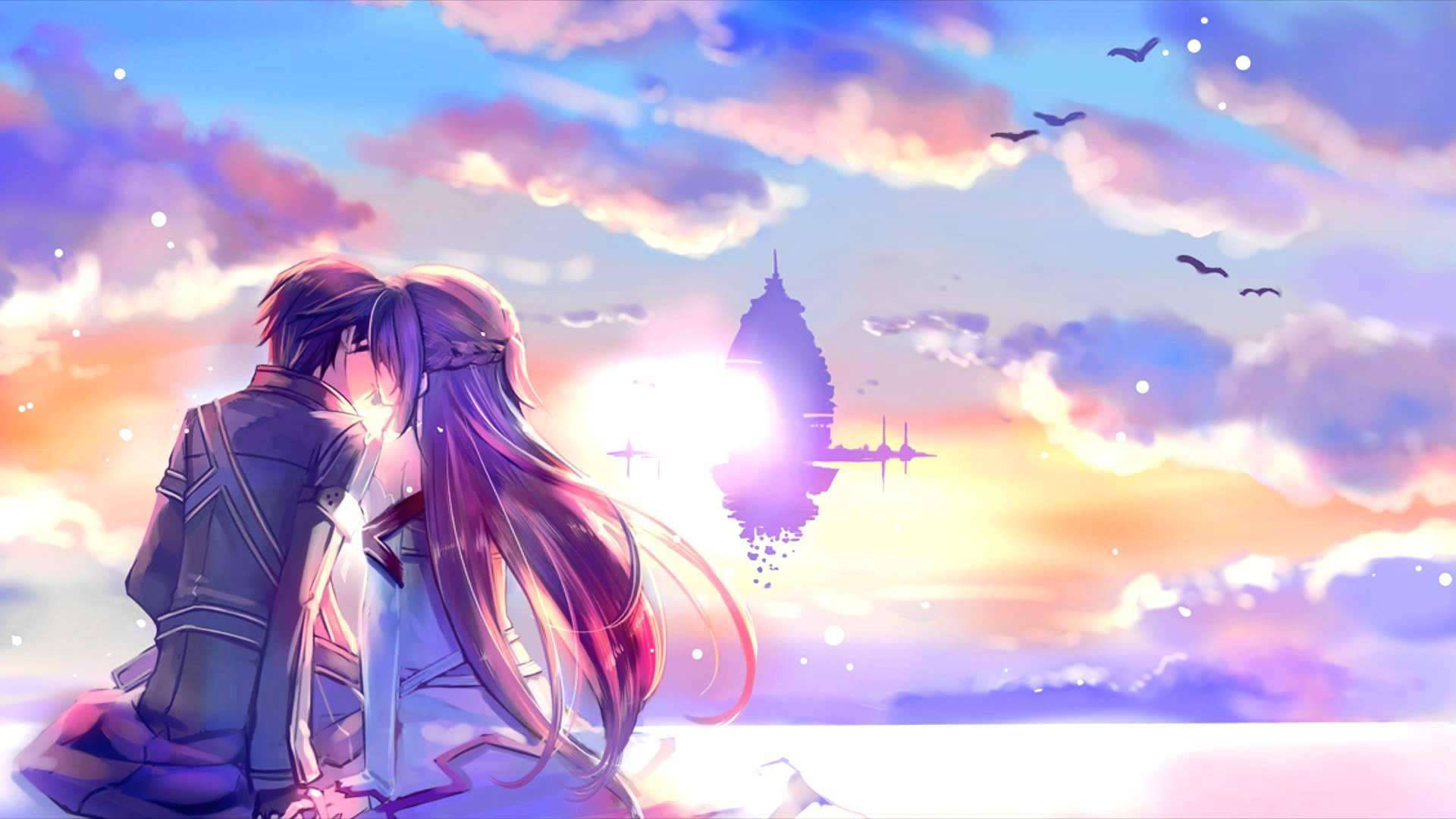 Anime Couple Kissing Hd Wallpaper