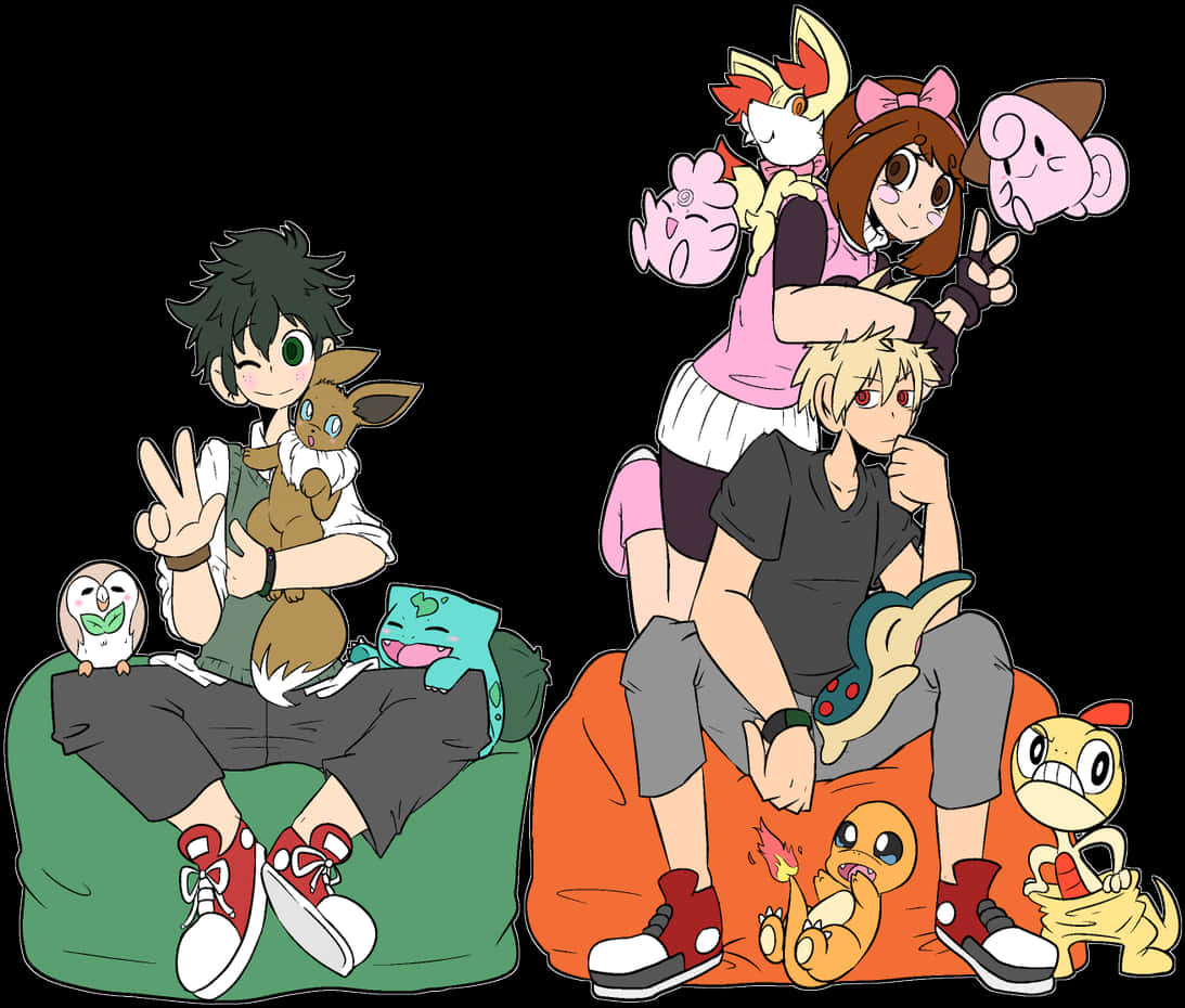 Anime Crossover Pokemon Trainers PNG