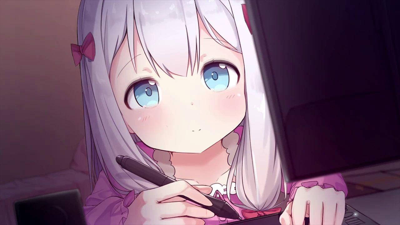 Anime Cute Girl Listening