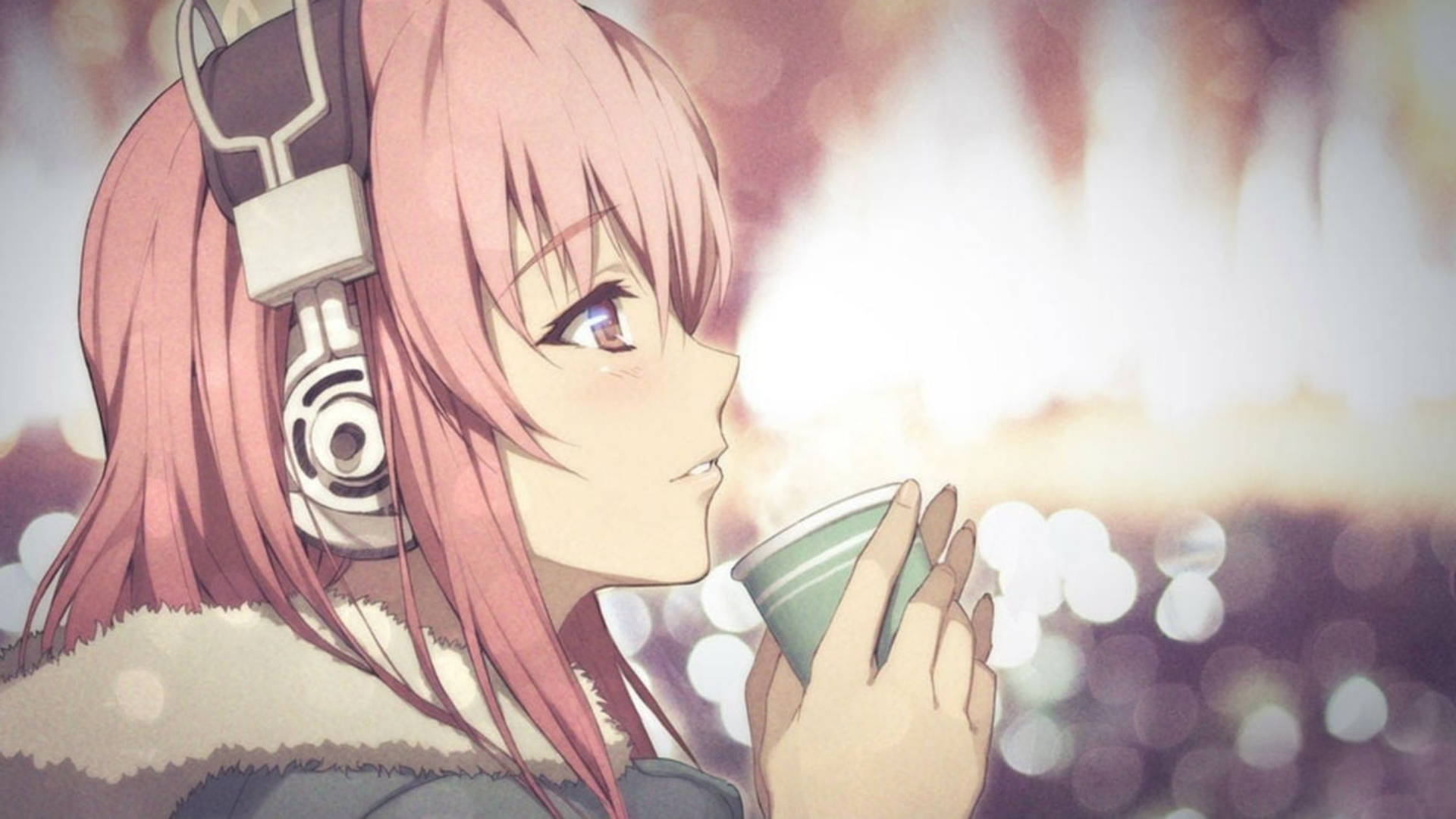 Anime Cute Girl With Pink Hair Background