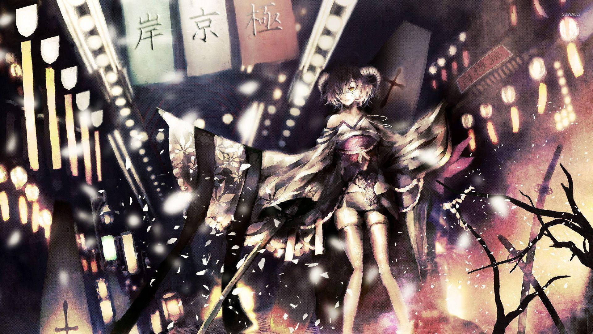 Mysterious Anime Demon Deity Unleashing Power Wallpaper
