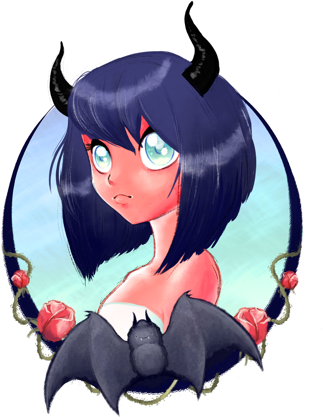 Anime Demon Girl Illustration PNG