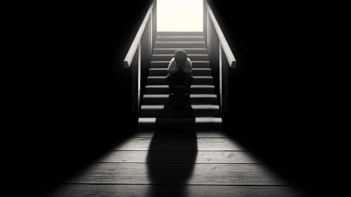 Anime Depression Silhouette On Stairs Wallpaper