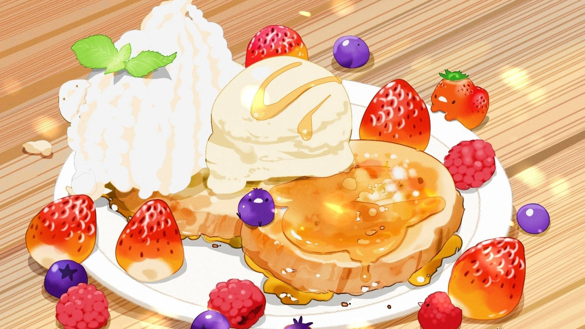 Enchanting Anime-Inspired Dessert Spread Wallpaper