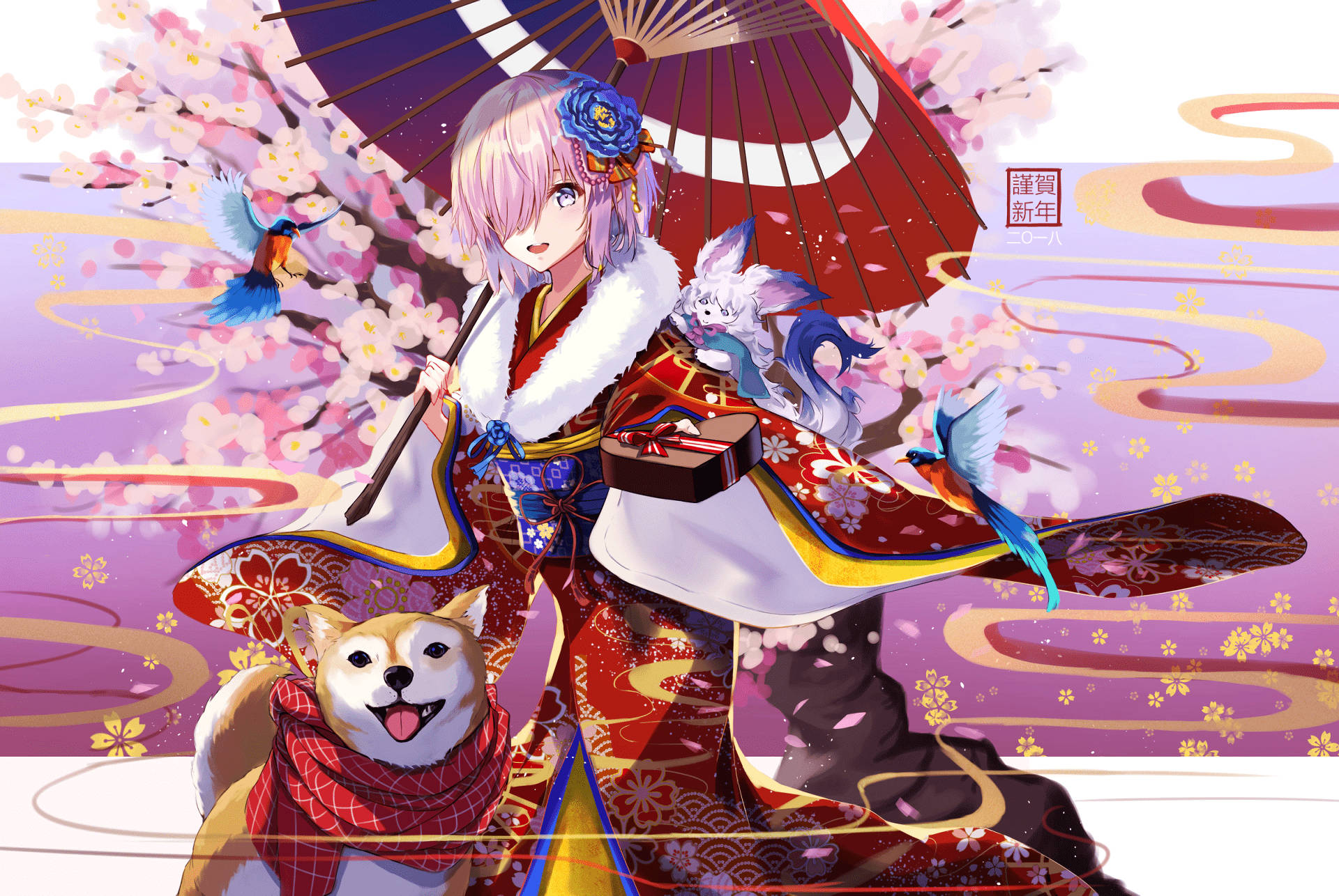 Anime Dog Digital Graphic Art Background