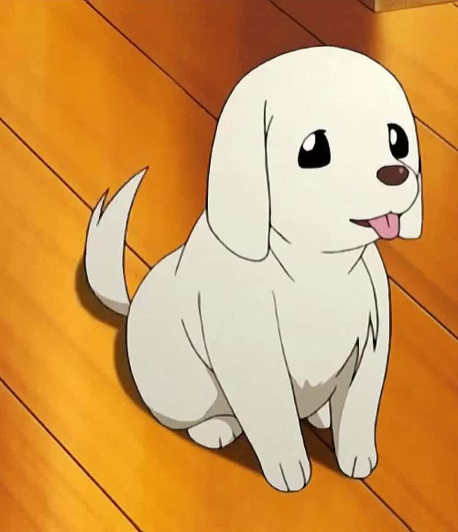 Ensöt Anime-hund Som Kramar Sin Nallebjörn.