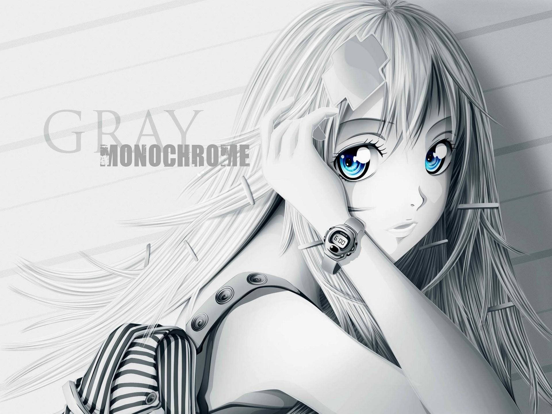Anime Drawing Girl With Blue Eyes Background