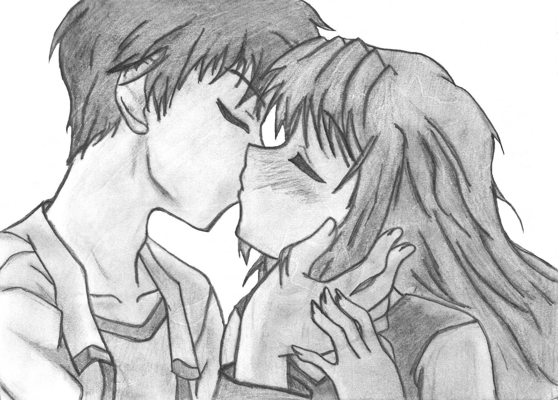 Anime Drawing Lovely Couple Background