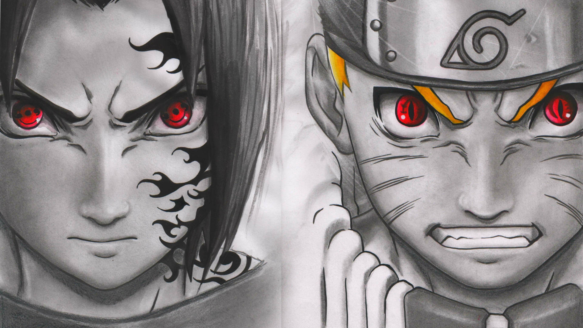 Download Anime Drawing Sasuke X Naruto Wallpaper 