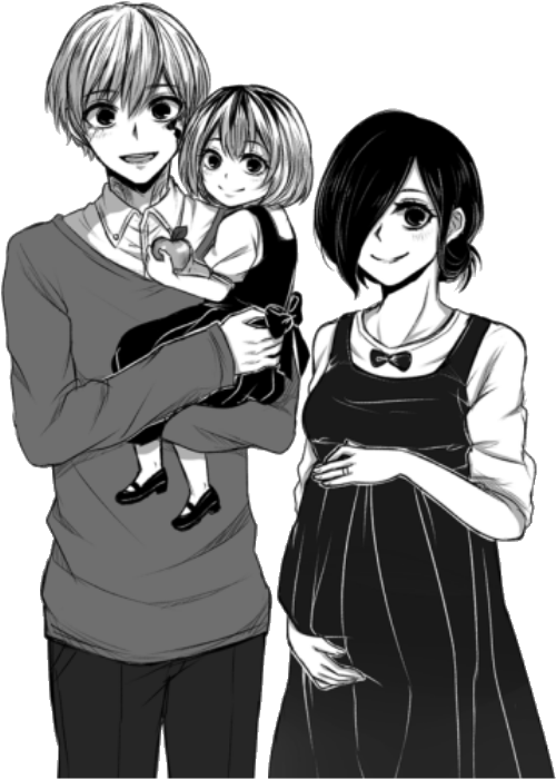 Anime Family Portrait Monochrome PNG