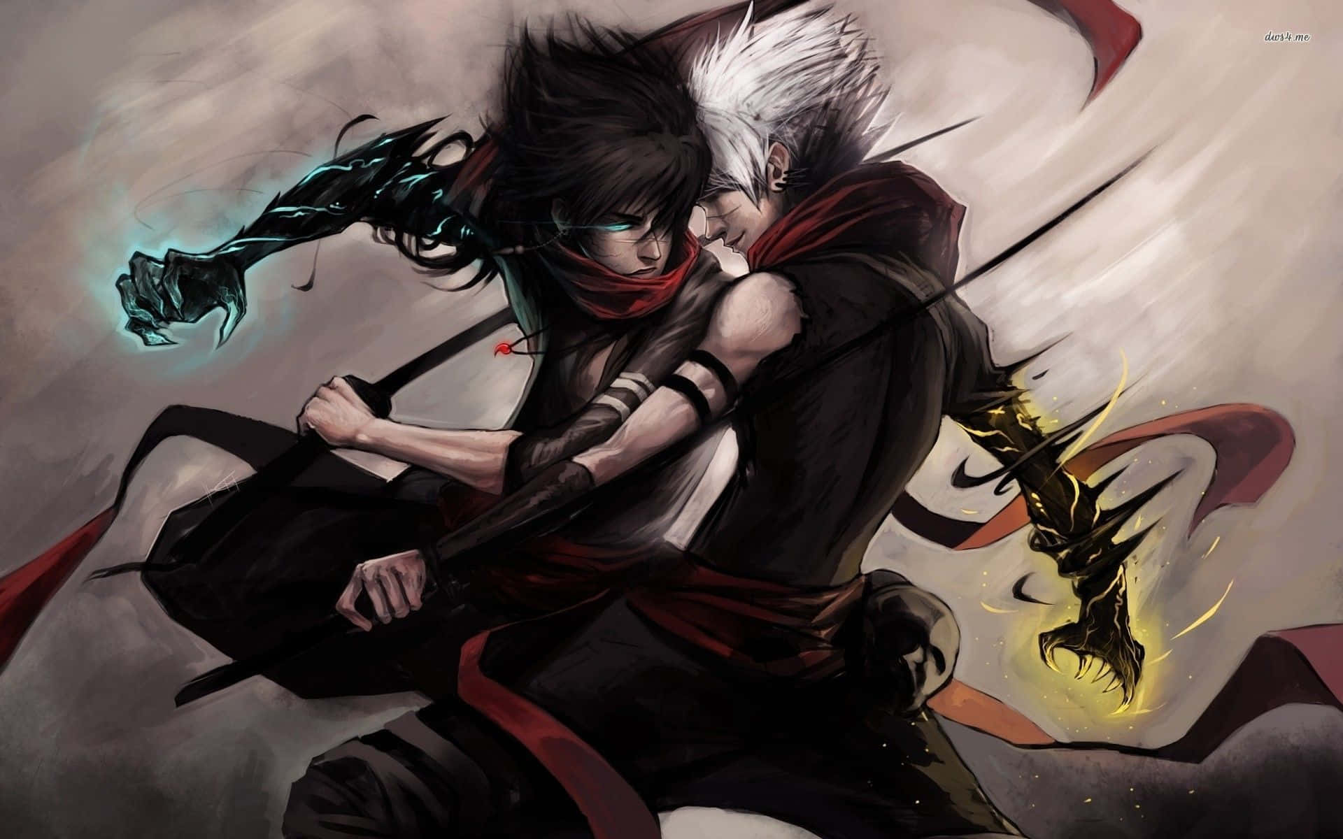 Download Two Anime Characters Fighting With Swords | Wallpapers.com