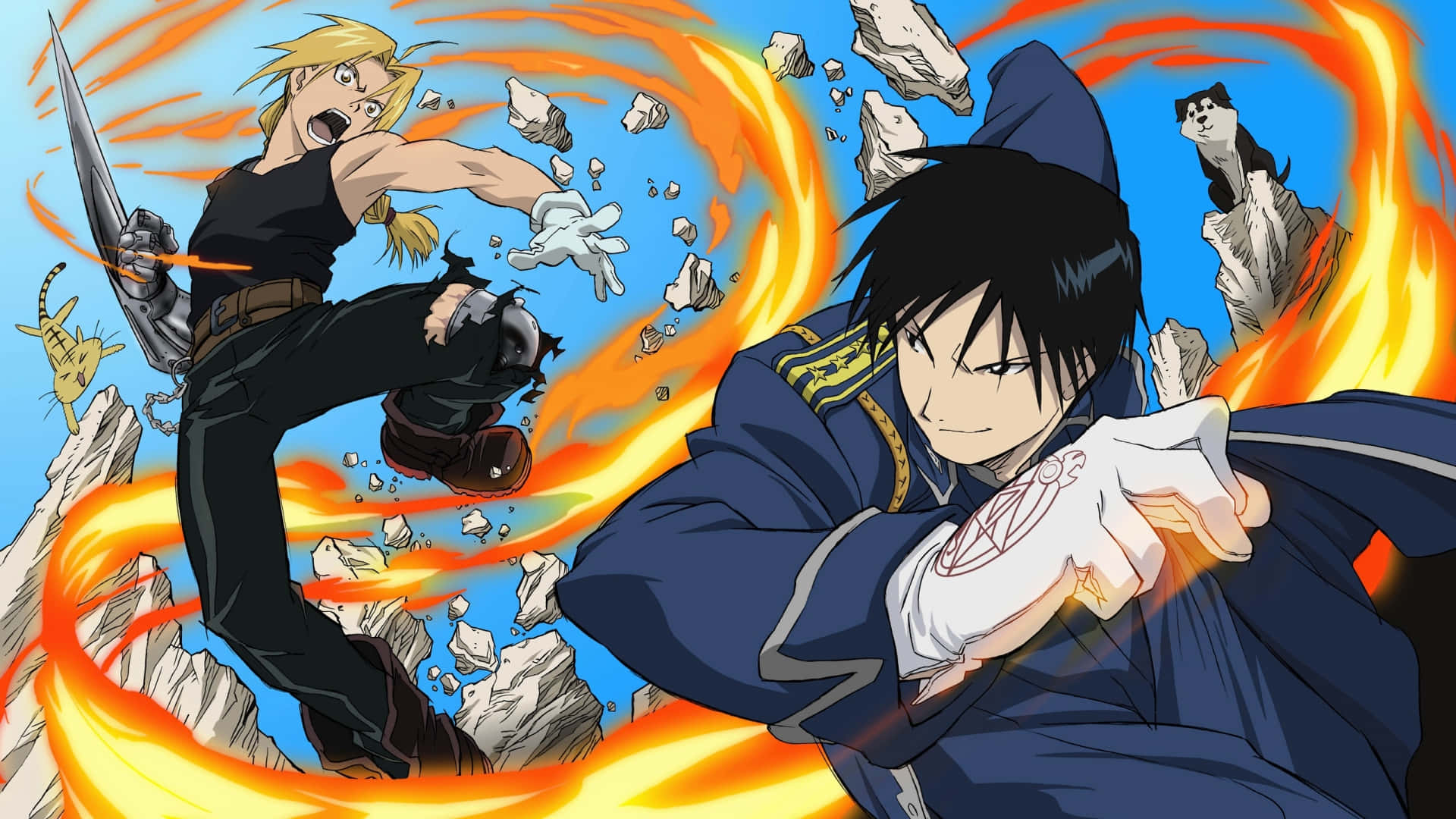 Two warriors duke it out in an anime-style battle!