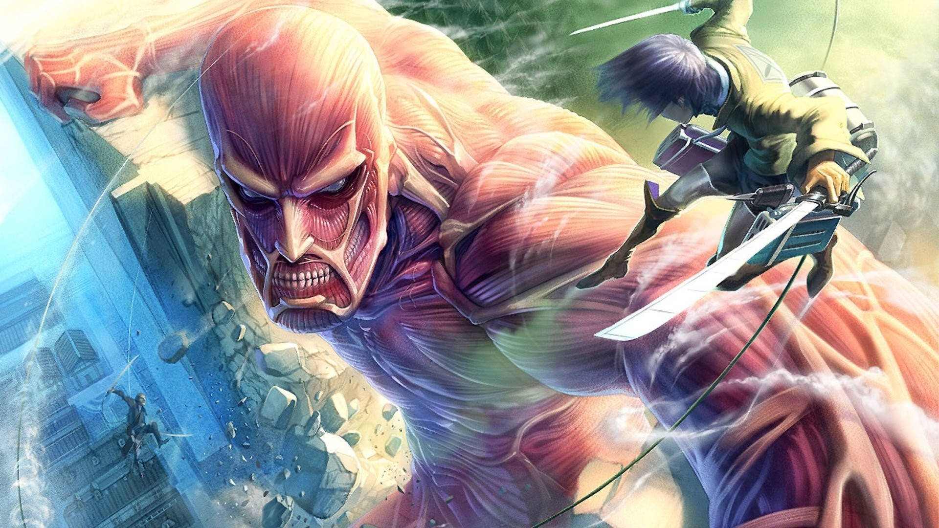 Anime Fight Eren And Titan Wallpaper