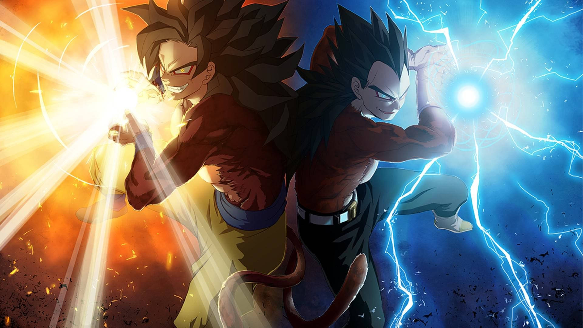 Anime Fight Goku og Vegeta skrivebordsbaggrund. Wallpaper