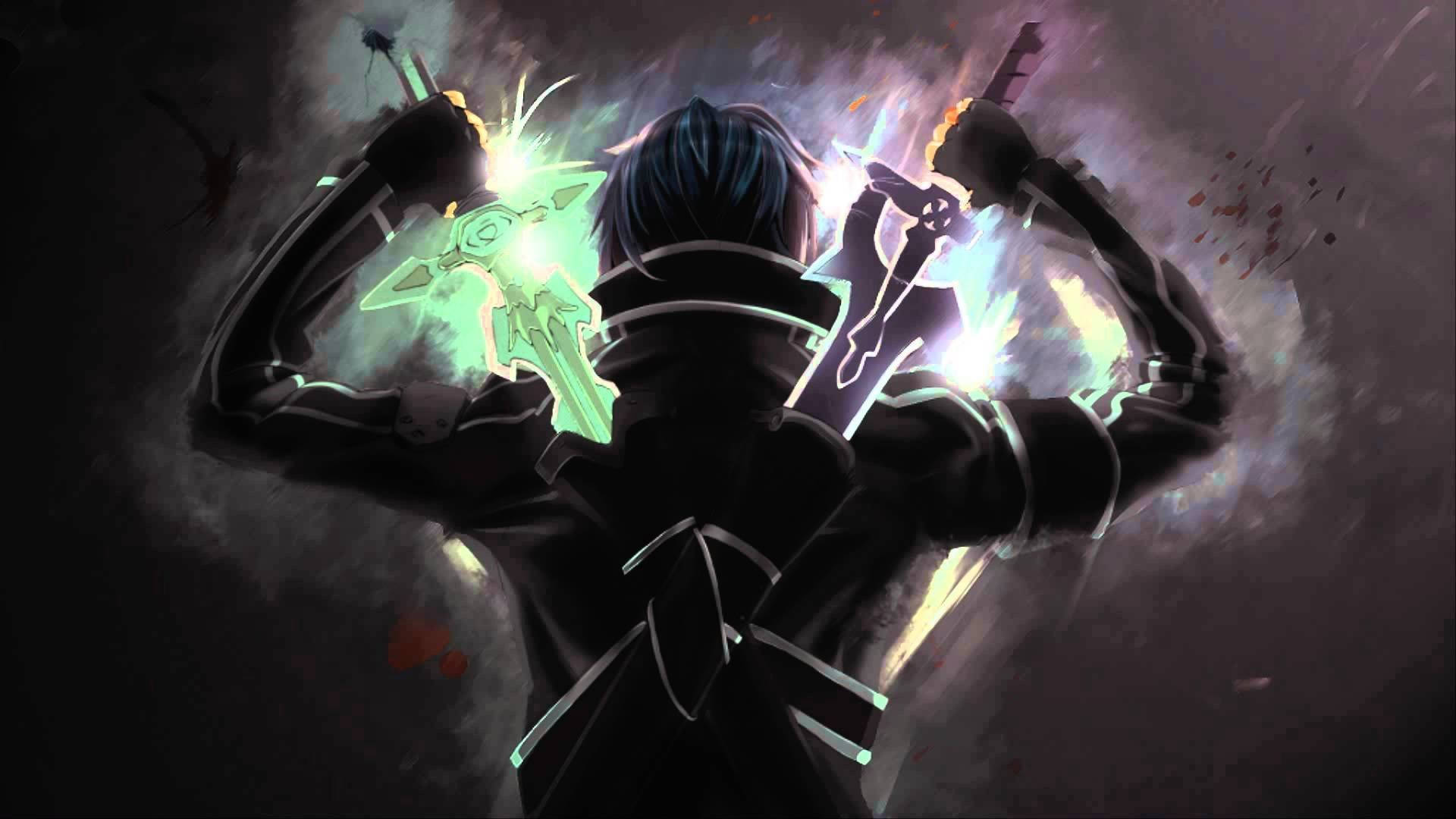 Anime Fight Kirito's Swords Wallpaper