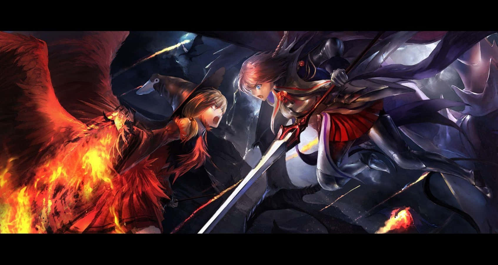 Tvåkraftfulla Krigare I En Episk Anime-strid
