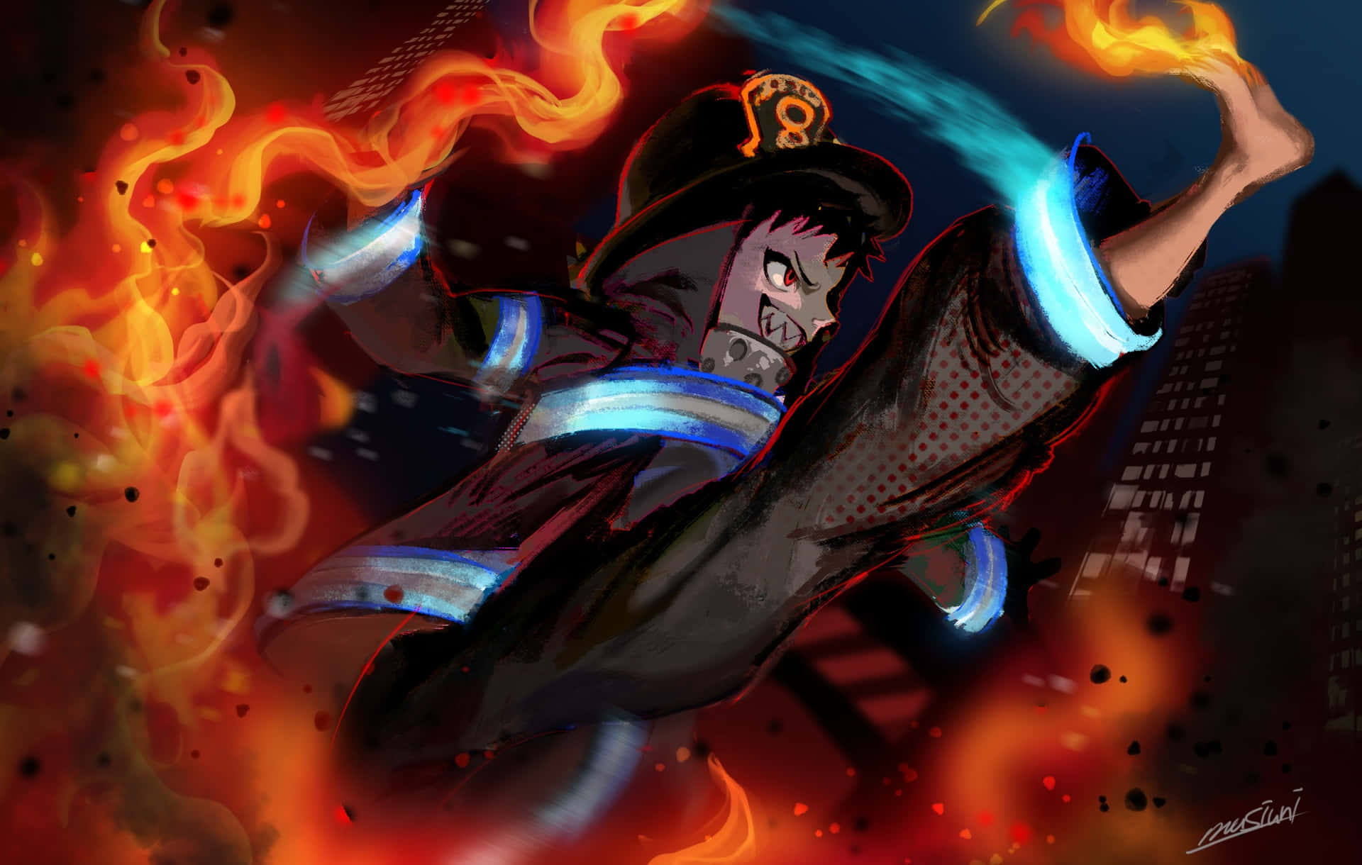 Feel the intensity of unbridled power in Anime Fire Wallpaper