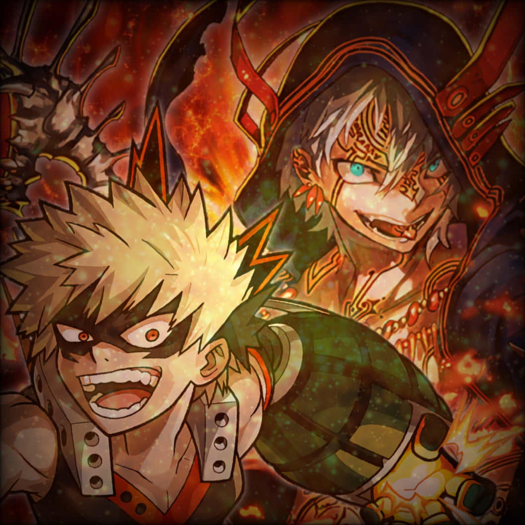 Anime_ Fire_ Background_ Duo Wallpaper