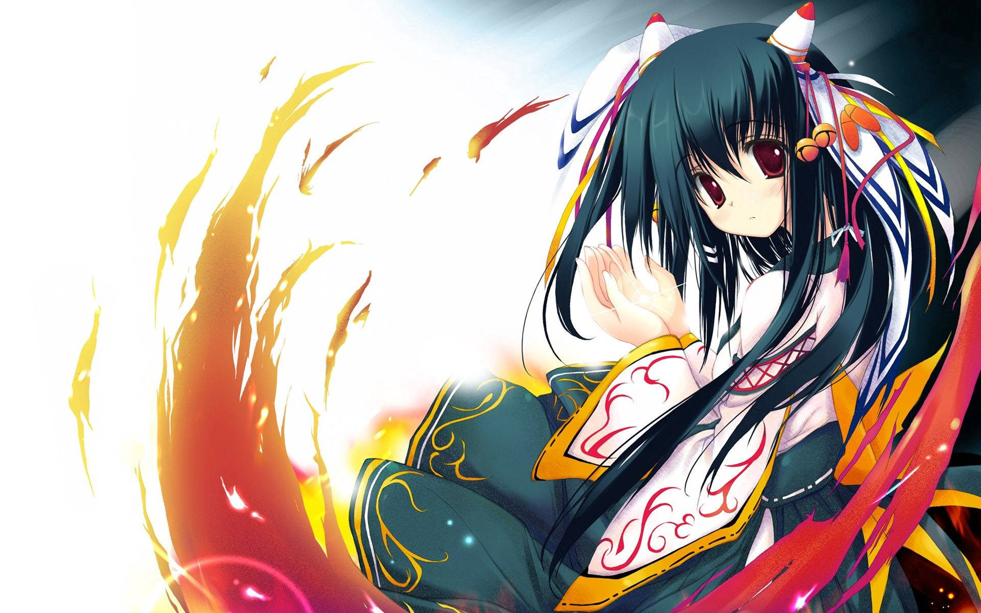 Anime Flame Girl Animated Wallpaper