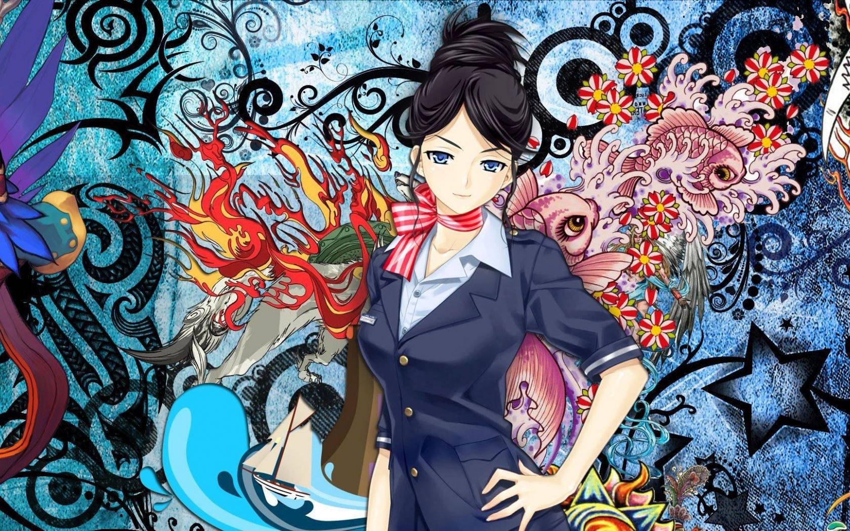 Download Anime Flight Attendant Wallpaper 