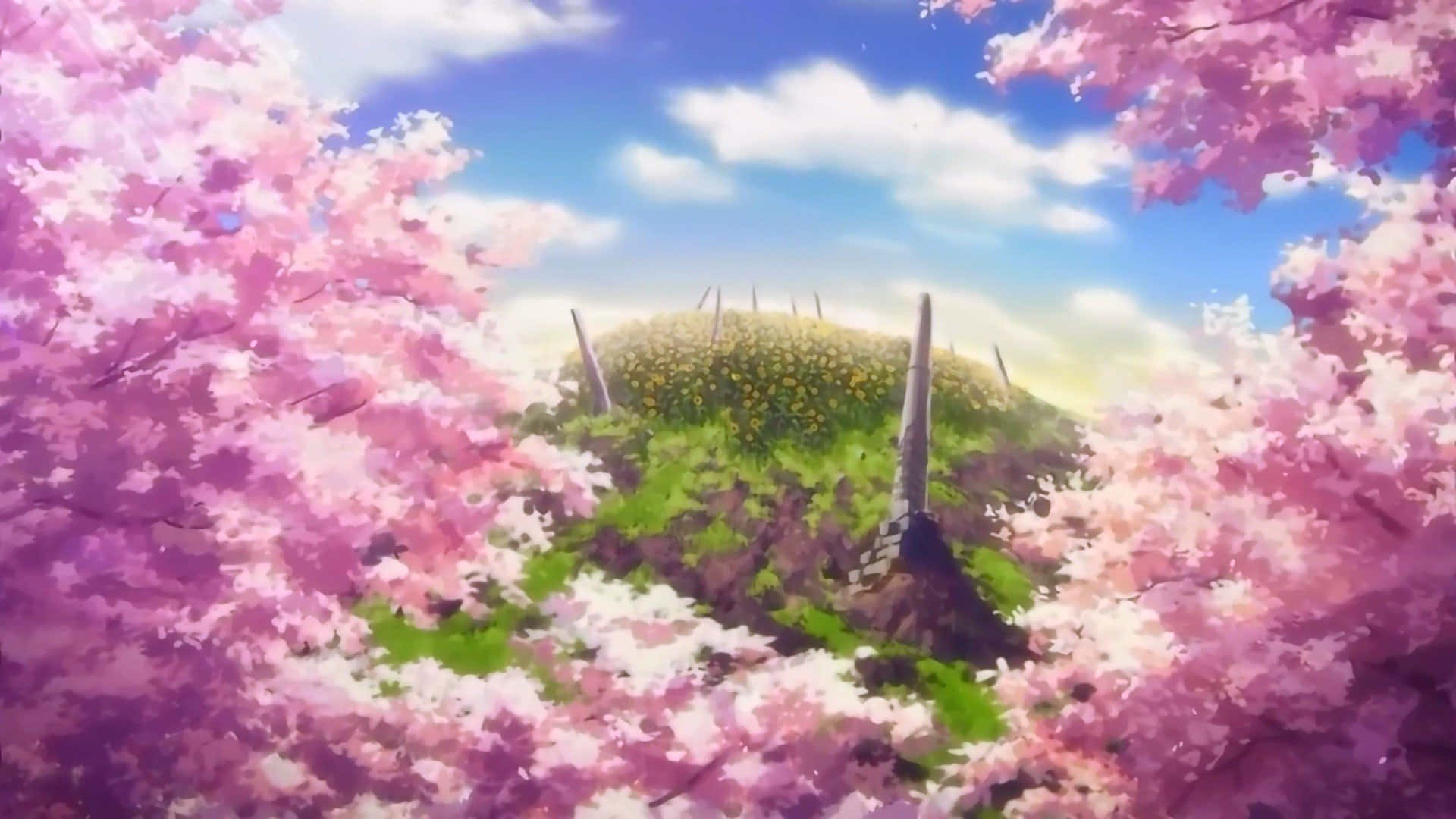 En fantastisk anime blomster fyldt med lykkelige farver. Wallpaper
