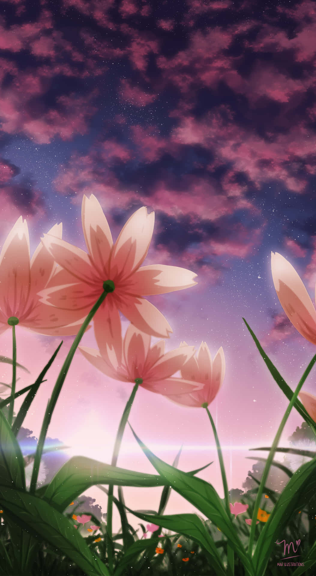 Anime Art Scenery Field of Flowers With Puffy Clouds - Etsy Australia-demhanvico.com.vn