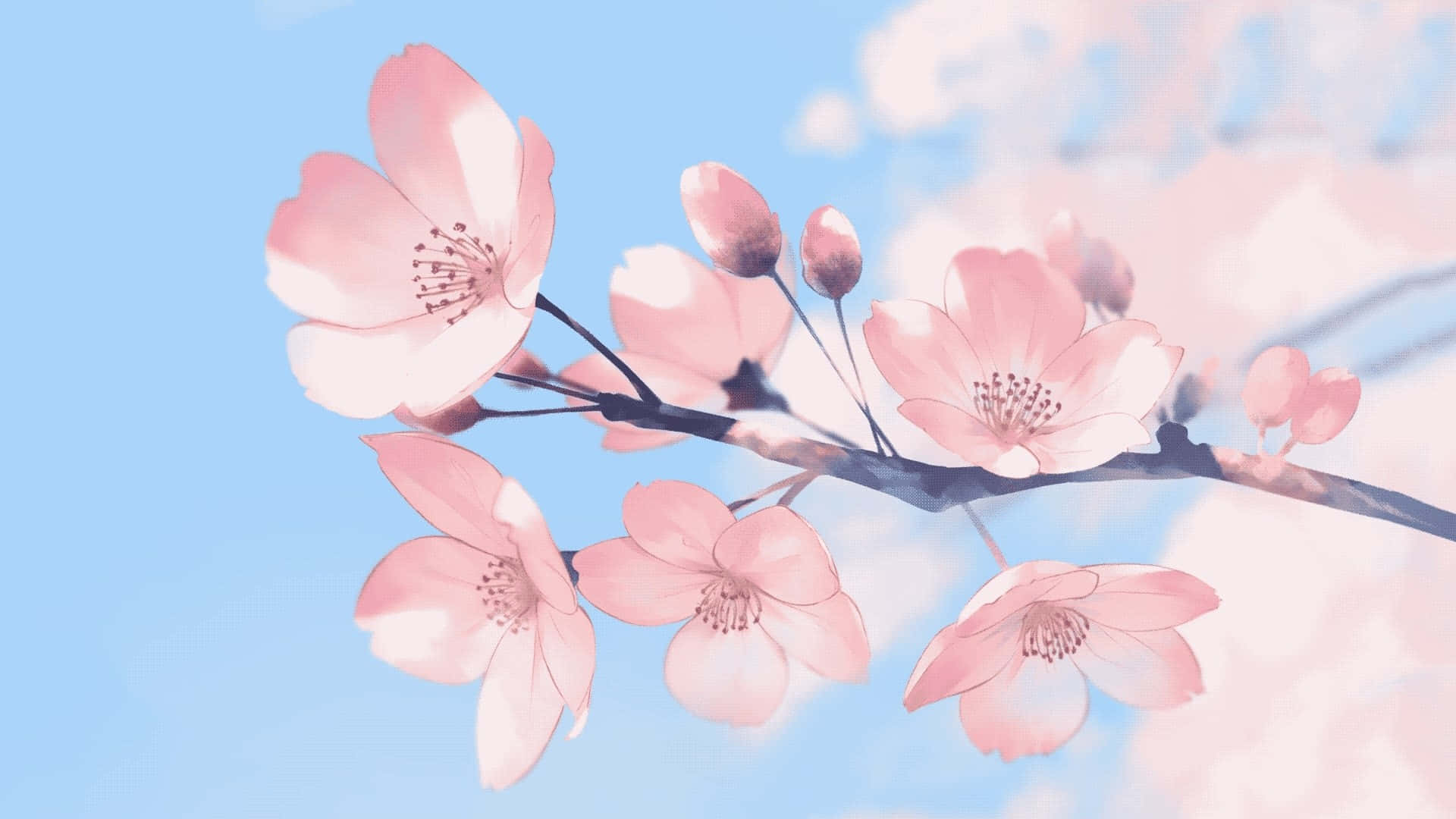 Bildet af en smuk håndtegnet anime blomst. Wallpaper