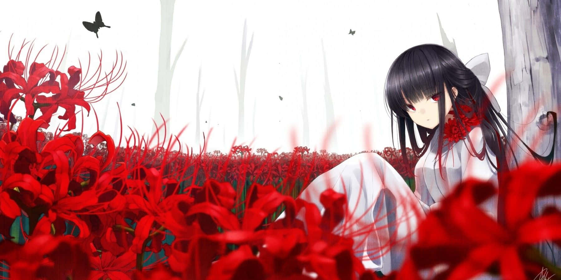 Radiating Beauty - Anime Flower Wallpaper