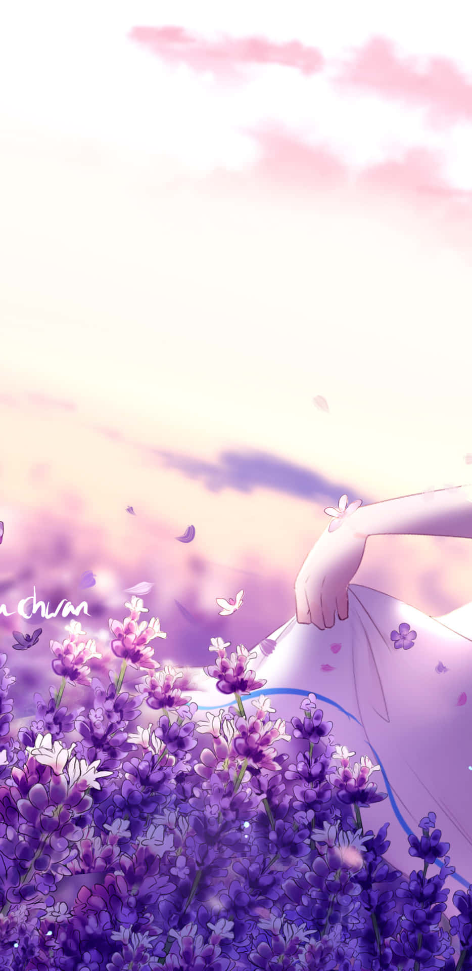 A beautiful Panoramic View of an Anime Flower Wallpaper