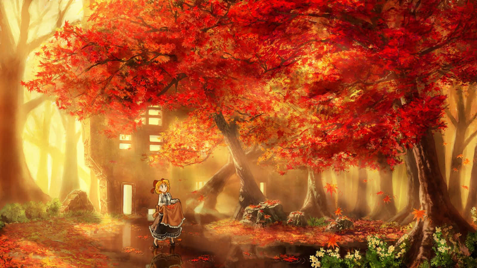 Tagen Rolig Pause I Dette Fredelige Anime-skovlandskab.