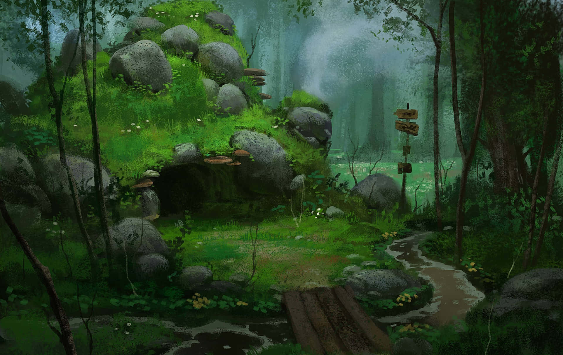A beautiful and surreal Anime Forest scene