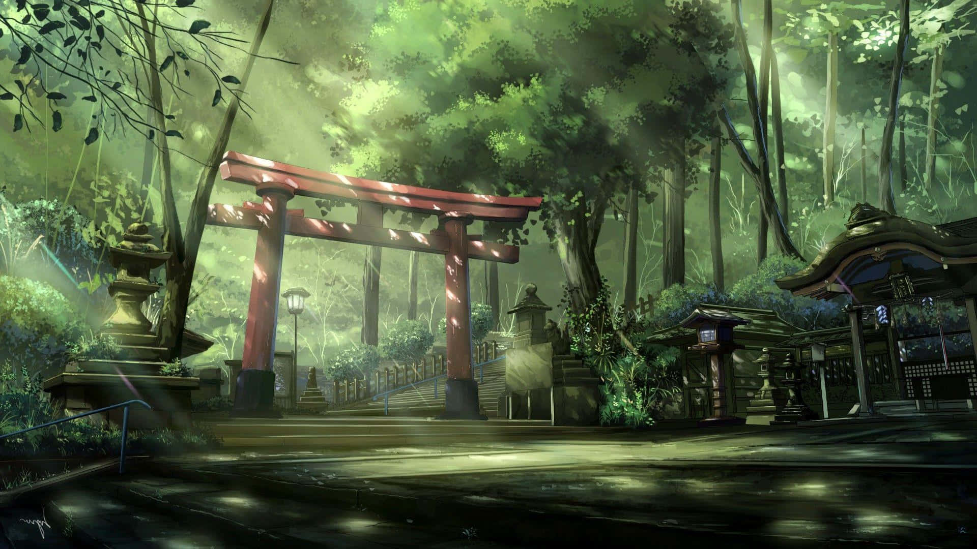 Vandraoch Fördjupa Dig I Den Magiska Anime Skogen