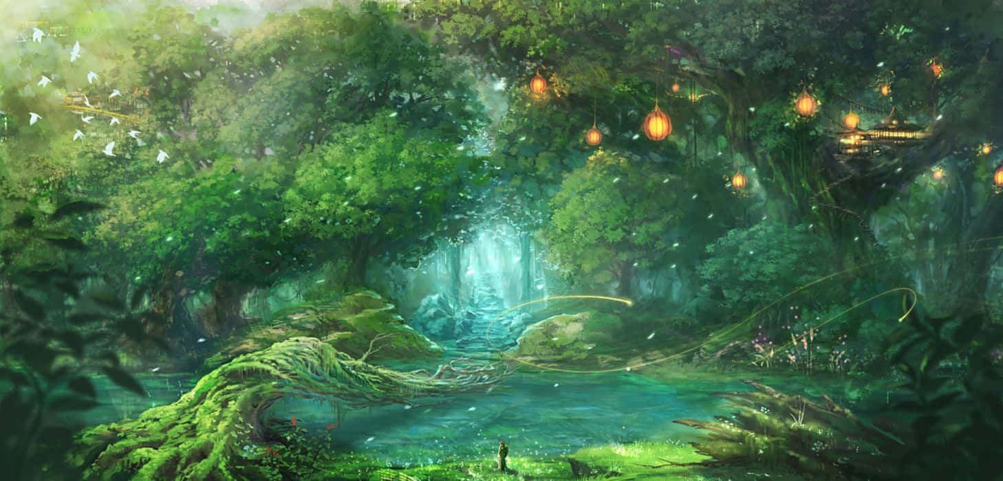 Animetraumhafter Wald Wallpaper