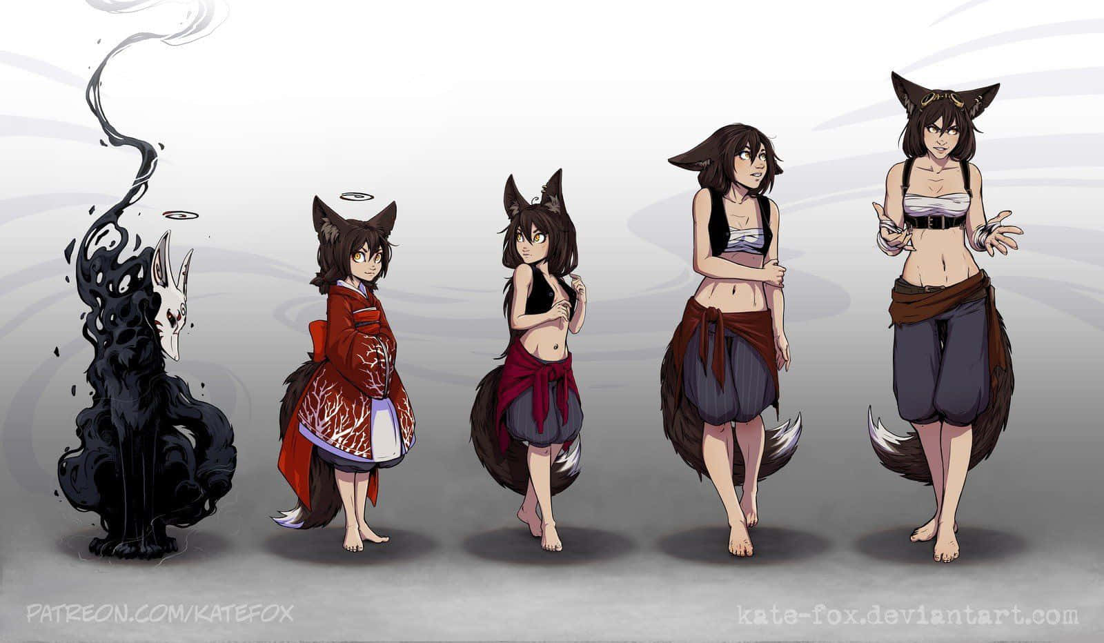 Anime_ Fox_ Girl_ Evolution Wallpaper