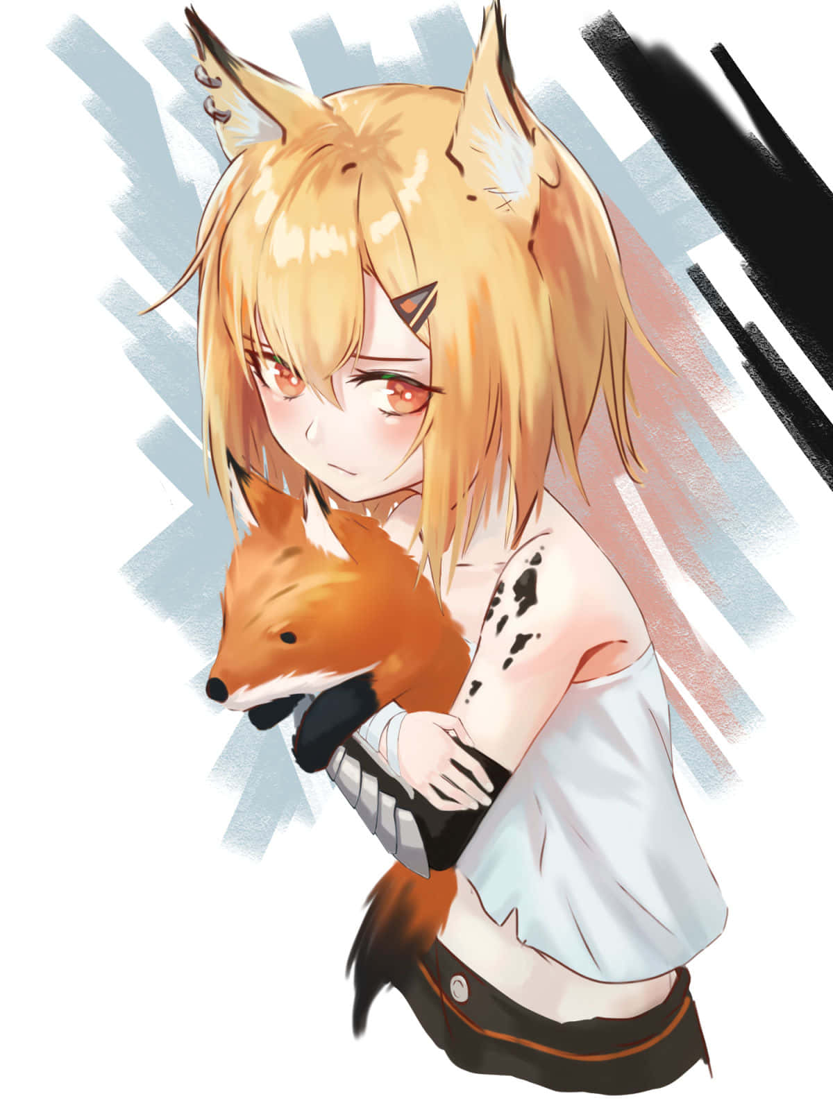 Anime Fox Girlwith Pet Fox Wallpaper