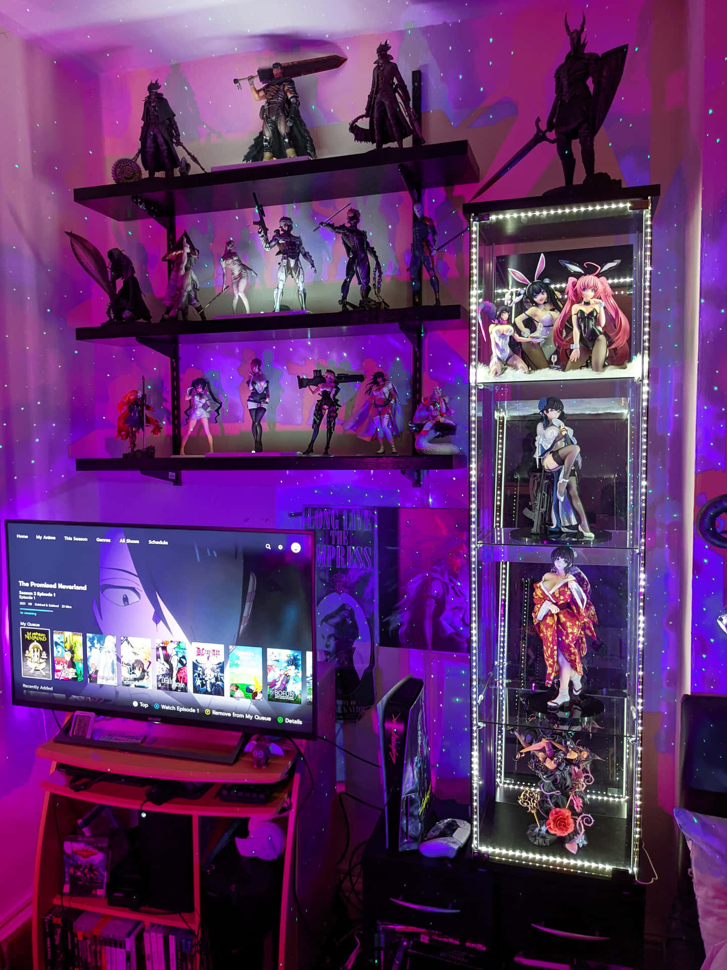 Anime Gamer Roomwith Figurine Display Wallpaper