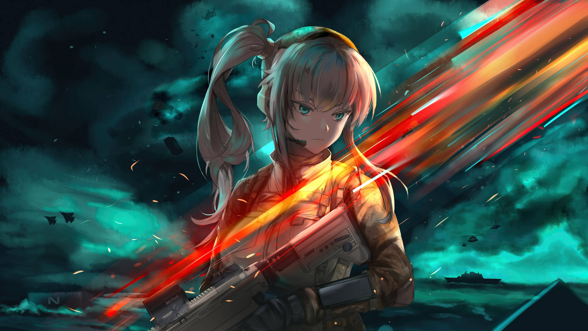 Anime Gaming Battlefield Warior Girl Wallpaper