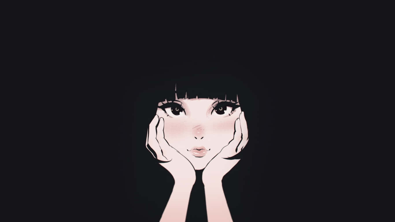 Anime Girl Black Background Wallpaper