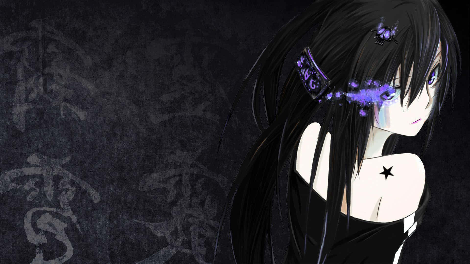 Mysterious Anime Girl With Stylish Black Hair Wallpaper