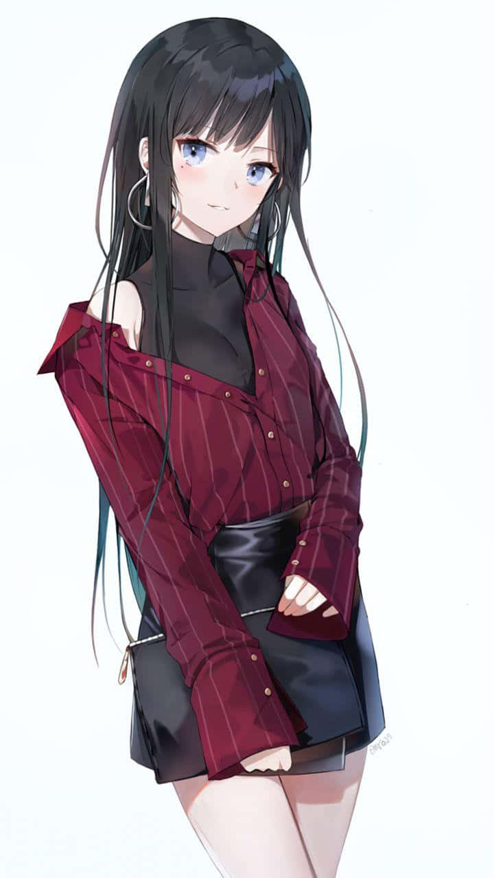 anime girl with long black hair wallpaper