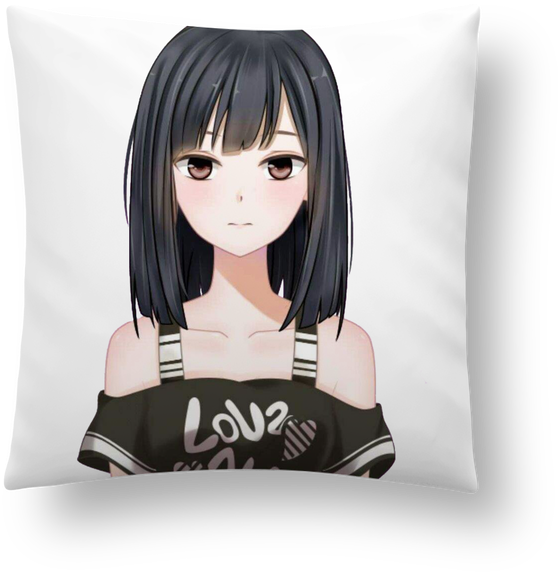 Anime Girl Black Hair Body Pillow PNG