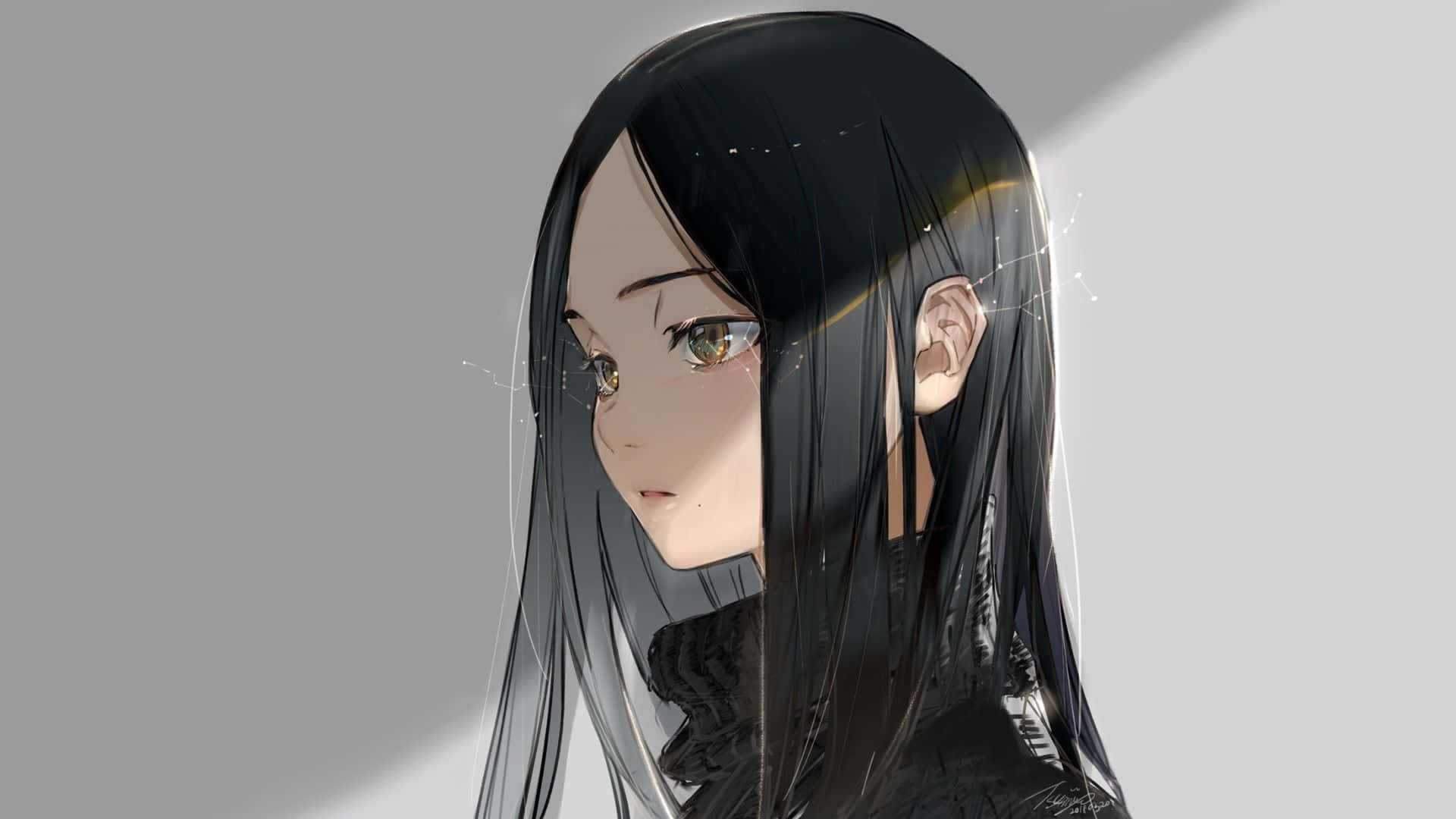 Anime Girl with Black Hair Wallpaper