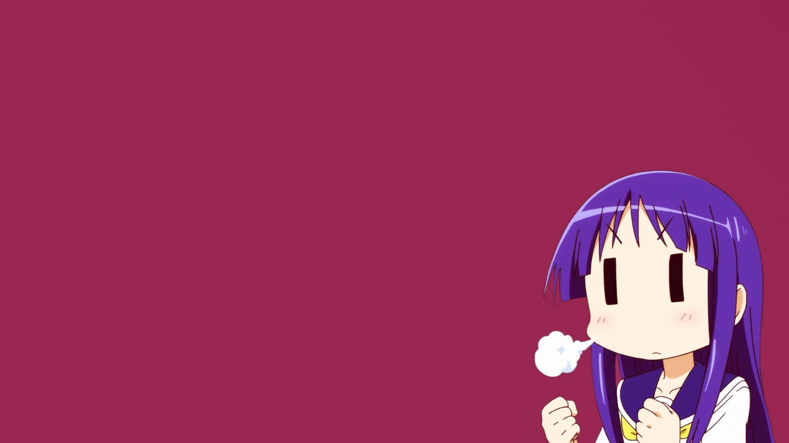 Anime Girl_ Blowing Bubbles_ Minimalist Background Wallpaper