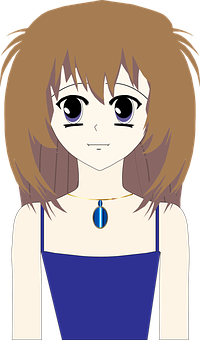 Anime Girl Blue Dress Pendant PNG