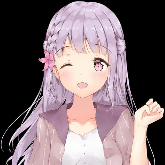 Anime Girl Blushing With Closed Eyes PNG