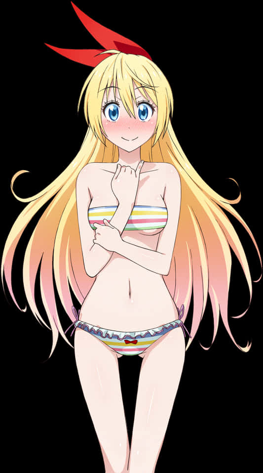 Anime Girl Blushingin Bikini PNG