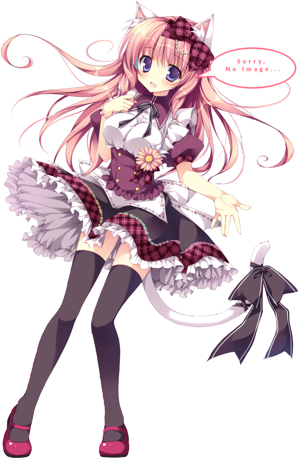 Anime Girl Cat Ears Maid Outfit PNG