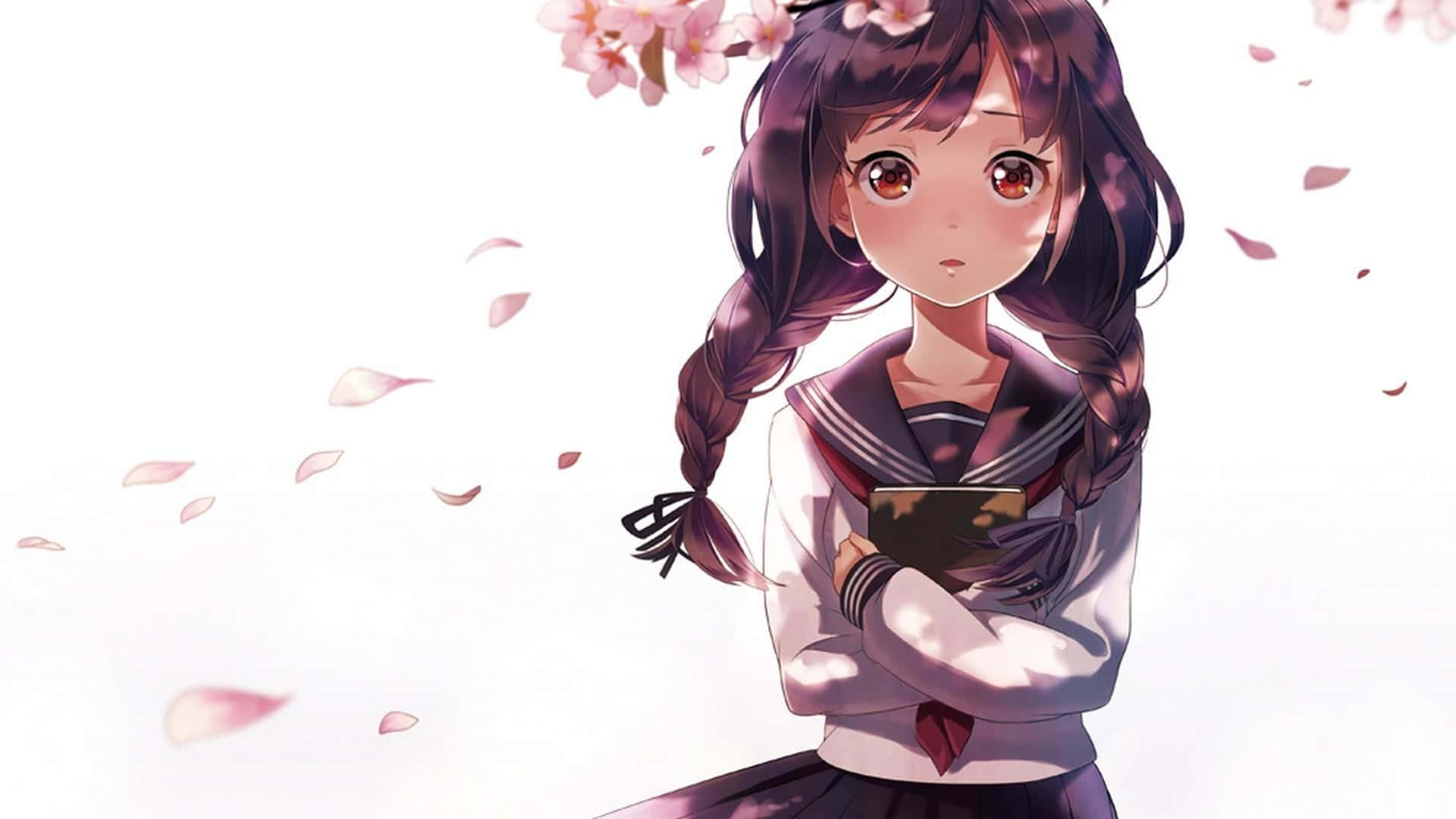 Anime Girl Cherry Blossoms Aesthetic.jpg Wallpaper