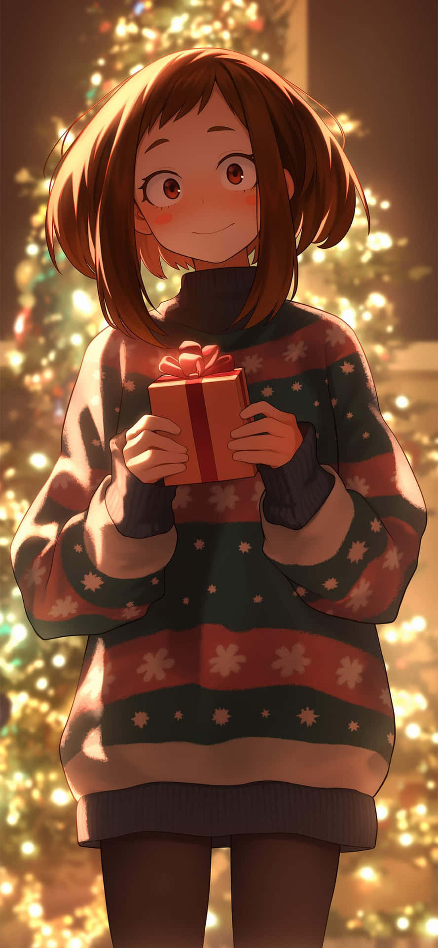 Anime Girl Christmas Gift Wallpaper